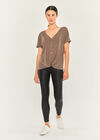Modal Knot Front Cross Back Top, Khaki, large