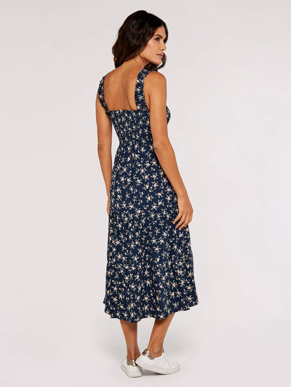 Orchid Smock Midi Dress, Navy, large