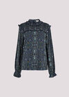 Paisley Ruffle Top, Navy, large