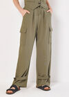 Textured Pinstripe Cargo Trousers, Khaki, large