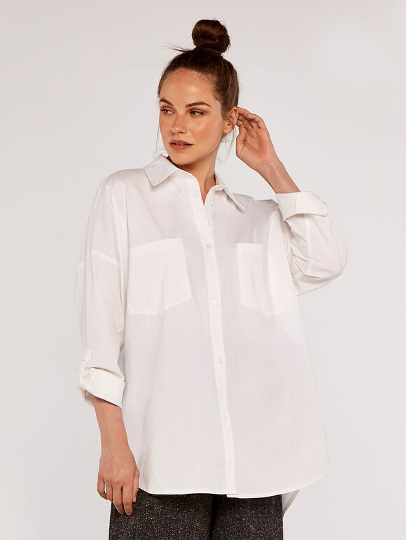 Oversized Shirt, White, large