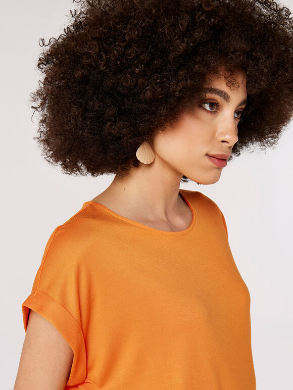 Curved Hem Tee, Orange, large