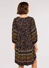 Folk Border Print Mini Dress, Navy, large