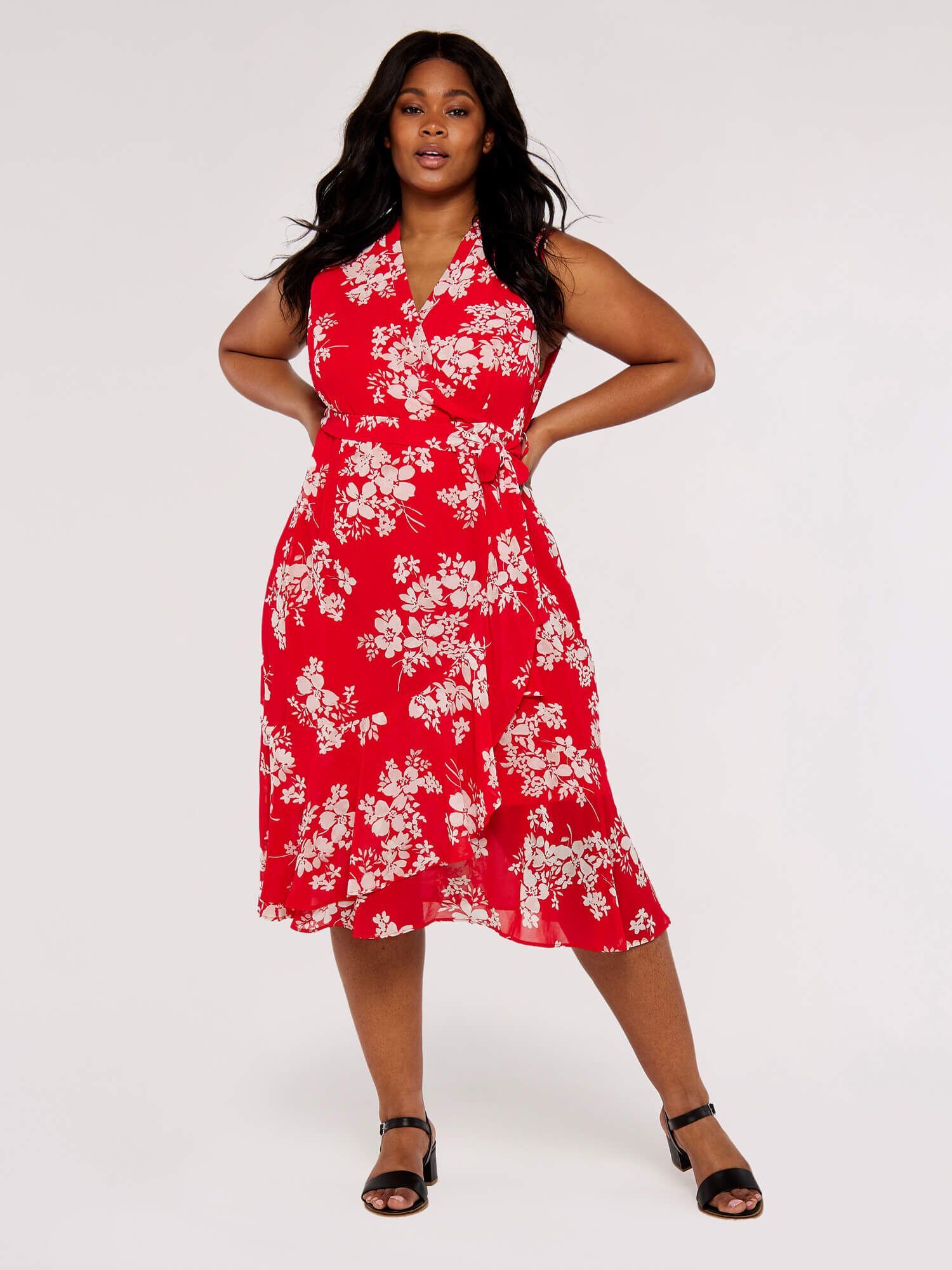 Robe portefeuille fleurie rouge best sale