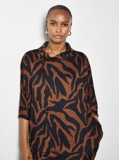 Zebra Print Cocoon Mini Dress