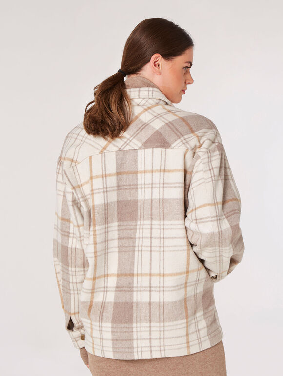 Classic Check Shacket, Stone, large