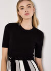 Monochrome Stripe Knitted Mini Dress, Black, large
