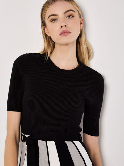 Monochrome Stripe Knitted Mini Dress