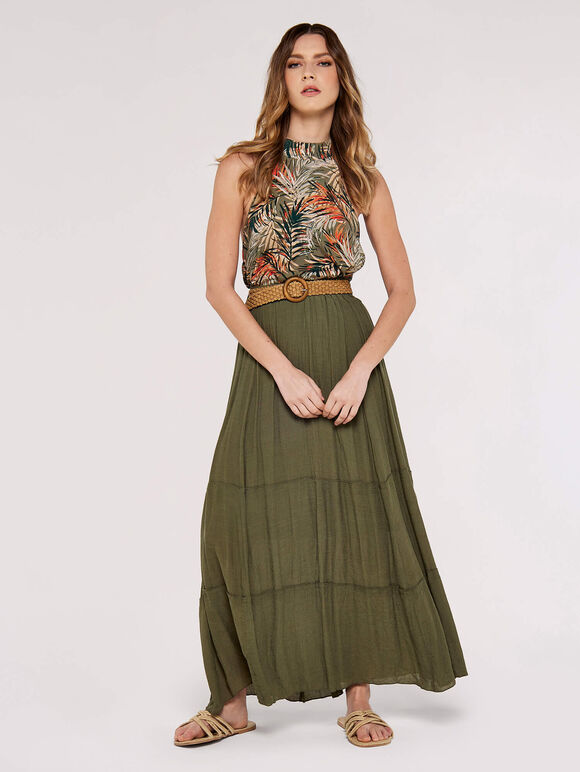 Tropical Halter Neck Top, Khaki, large