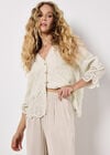 Textured Satin Wide Leg Trousers, Stone, large