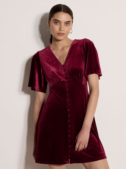 Velvet Button-Down Mini Dress