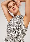 Zebra Sleeveless Shirt Dress, White, large