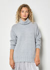 Oversized Roll Neck Tunic Jumper, Light Grey / Silver, large
