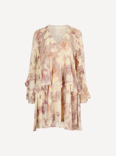 Floral Chiffon Ruffle Mini Dress