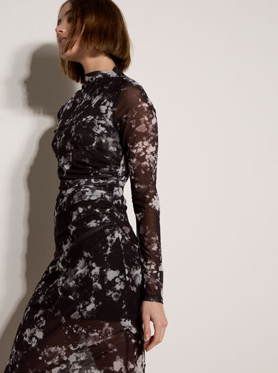 Abstract Mesh Mini Dress