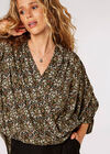 Ikat Tile Print Wrap Top, Khaki, large