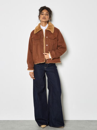 Faux Fur Lined Denim Jacket