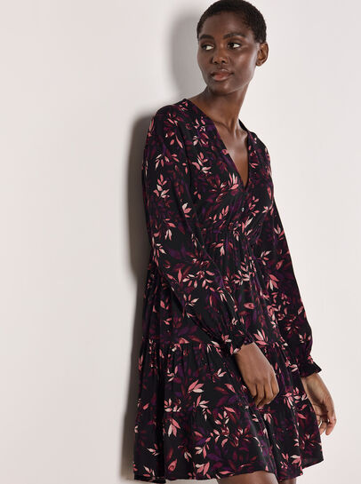 Leaf Print Mini Dress