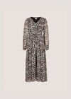 Shimmer Leopard Chiffon Midi Dress, Stone, large