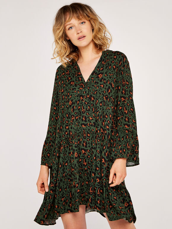 Leopard Print Dress, Khaki, large