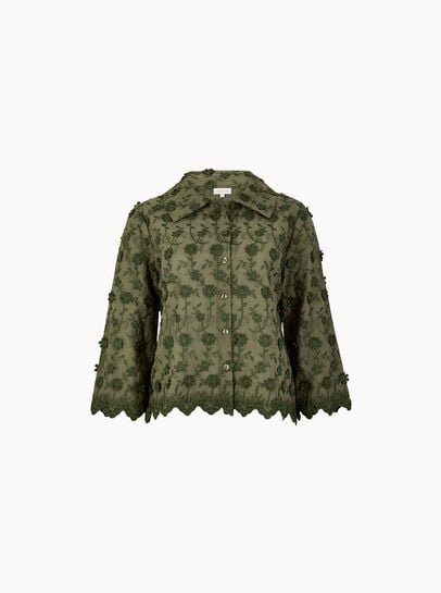 Applique Flowers Cropped Shirt