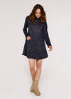 Dot High Neck Dress, Navy, large