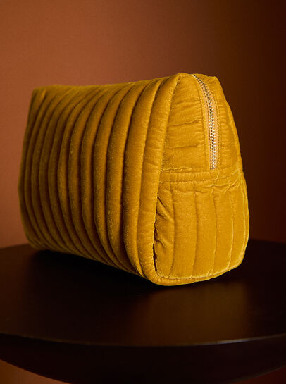 Quilted Velvet Makeup Pouch