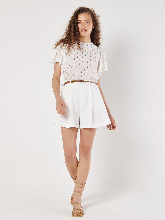 Gold Foil Blouse, White, large