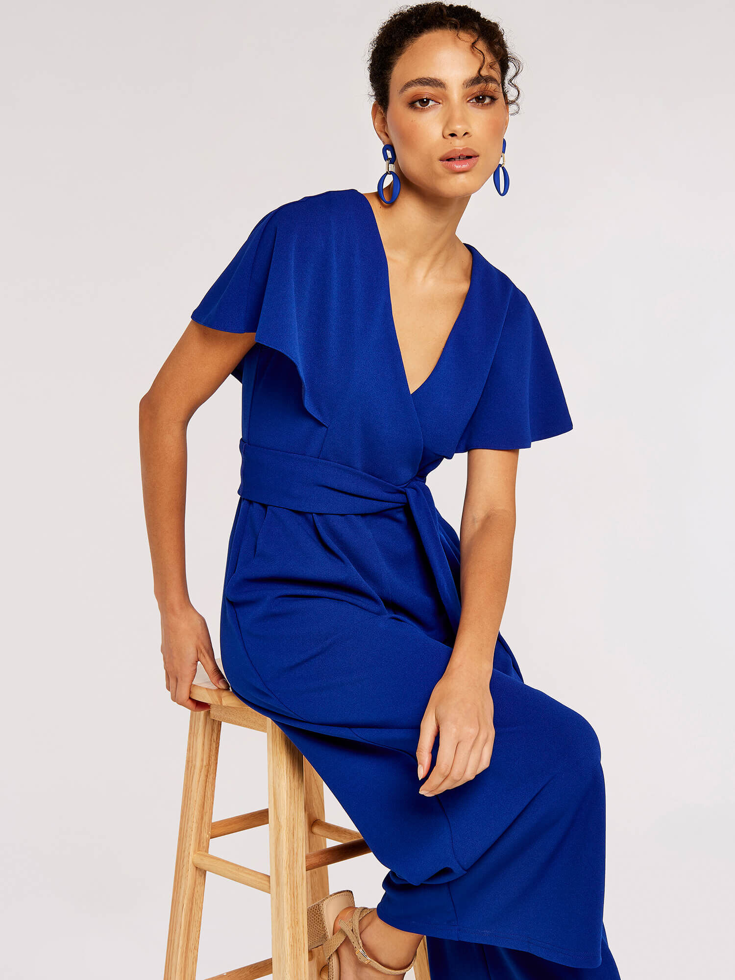 Cape Culotte Jumpsuit Apricot Clothing