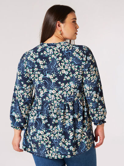 Curve-Bluse mit floralem Wirbelmuster