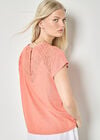 Crochet Insert T-Shirt, Coral, large