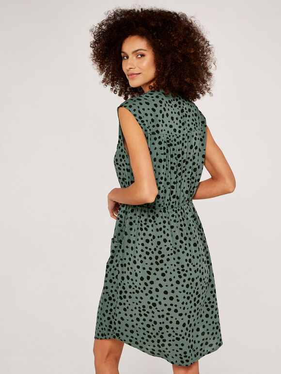 Painterly Dot Mini Dress, Khaki, large