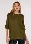 Rib Batwing Top, Khaki, large