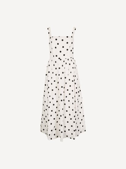 Polka Dot Smocked Midi Dress