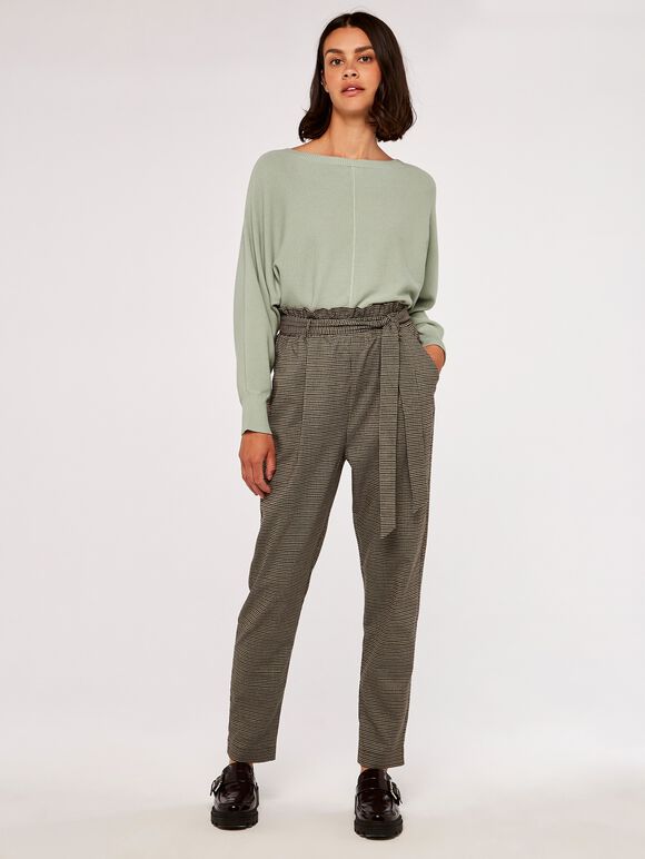 Paperbag Check Trouser, Stone, large