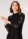 Cropped Lace Bolero, Black, large