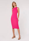 Ribbed Racer Midi Dress, Pink, large