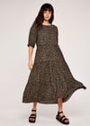 Animal Print Smock Dress, Khaki, large