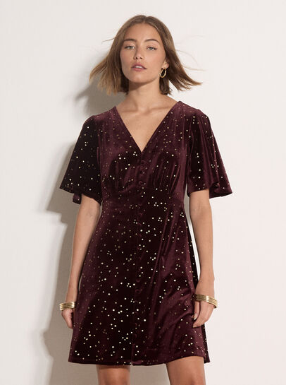 Silver Foil Star Velvet Mini Dress