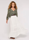 Slub Shimmer Maxi Skirt, White, large