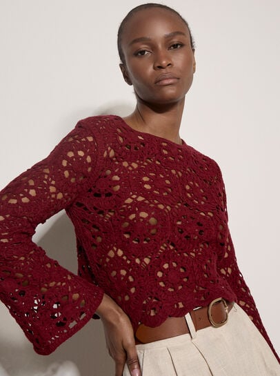 Boho Floral Cotton Crochet Top