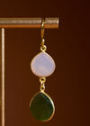Gold Tone Semi-Precious Stone Drop Earrings, Pink, large