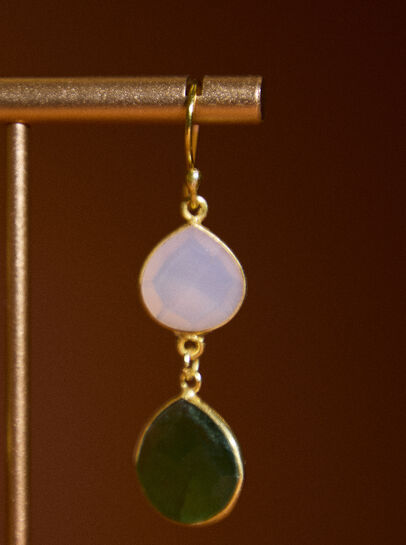 Gold Tone Semi-Precious Stone Drop Earrings