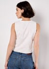 Broderie Anglaise Tie-Up Waistcoat, White, large