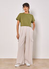Wide Leg Fluid Cargo Trousers, Stone, large