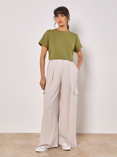 Wide Leg Fluid Cargo Trousers