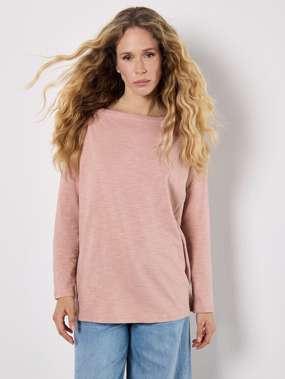 Pure Cotton Oversized Top, Pink, large