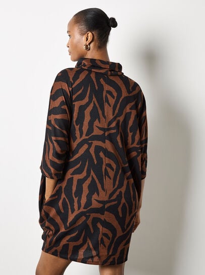 Zebra Print Cocoon Mini Dress