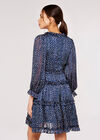 Textured Dot Ruffle Dress, Navy, large