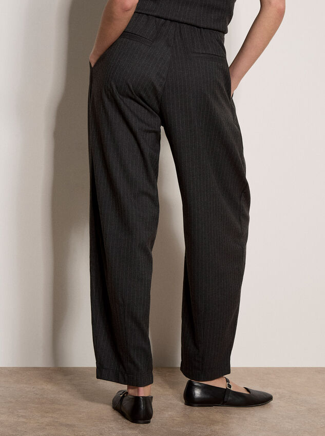 Pinstripe Wide-Leg Balloon Trousers, Dark Grey/Charcoal, large